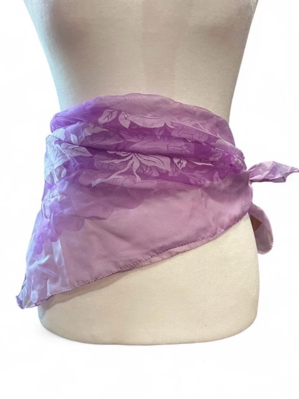 Lightweight Lavender Floral Silky Scarf for Women